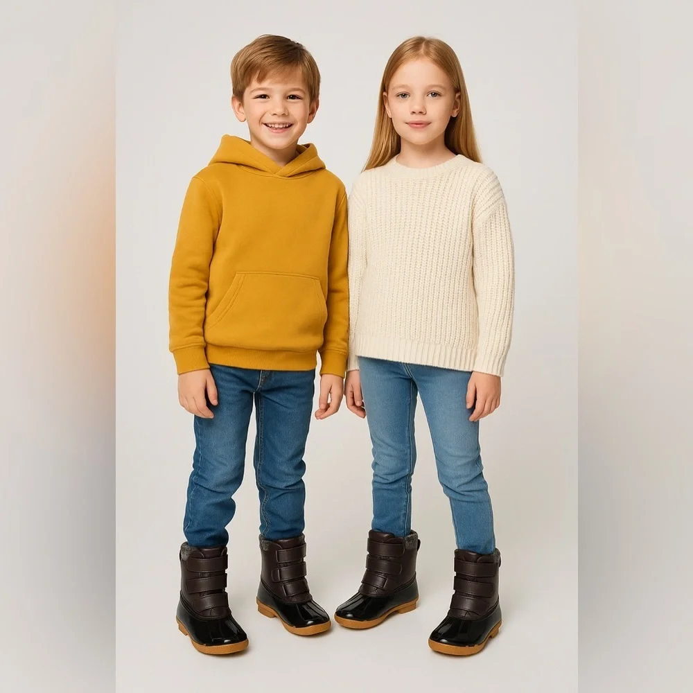 Ahannie Kids Boys Girls Winter Duck Boot, Youth Outdoor Waterproof